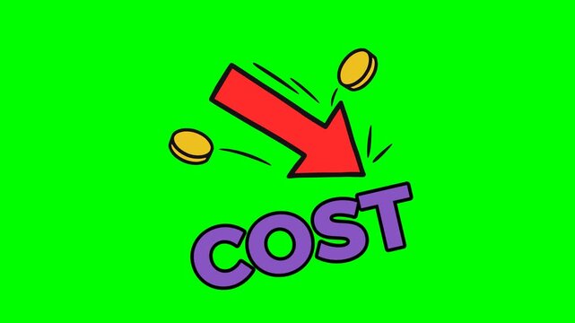 down arrow cost reduction expenses and budget financial business management animation HD 4K