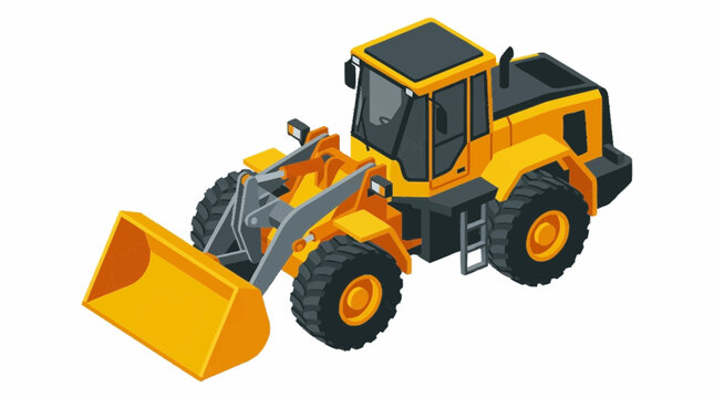 Bright yellow construction wheel loader with large front bucket.