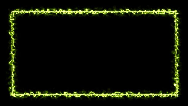 Frame overlay looping animation with glowing green neon rectangle on transparent background. Suitable for modern tech or futuristic themed videos.