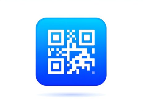 Blue digital icon with simplified QR code pattern.