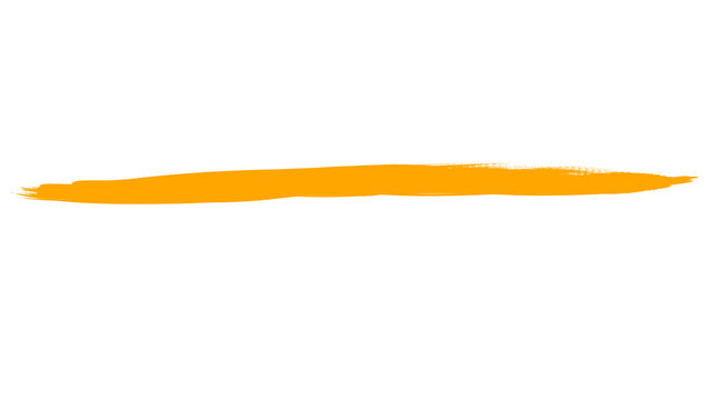 Orange paint brush stroke on white background. Vibrant acrylic smear, textured gouache line, artistic underline for design