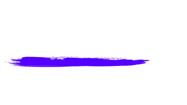 Vibrant purple paint stroke on white background. Artistic violet brush stroke texture. Horizontal indigo acrylic smear for graphic design.