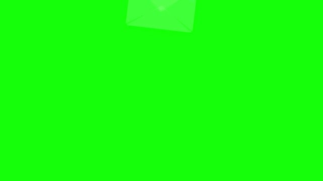 Message notification icon with blue badge number one on green screen background.