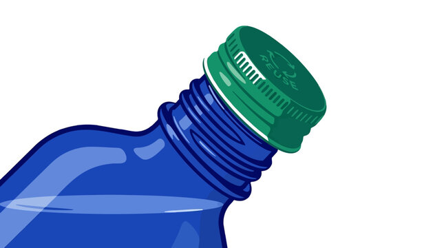 Plastic Water Bottle with Green Screw-on Sports Cap, Leak-Proof Design for Hydration and Fitness. Reusable Drink Container Illustration.