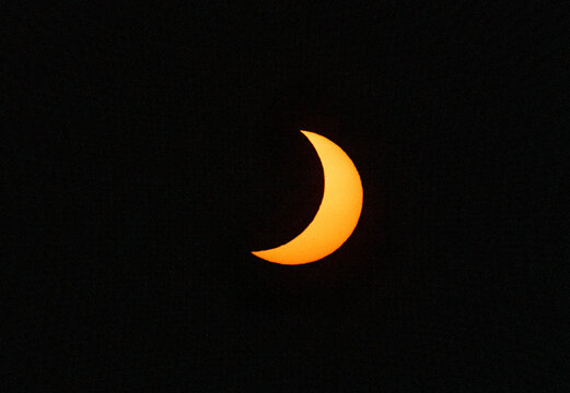 Total Solar Eclipse in Partial Phase &ndash; Moon Gradually Covering the Sun in Detailed Astrophotography