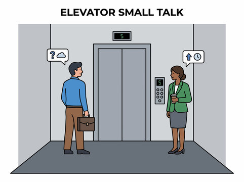 Elevator Small Talk Between Two Office Workers