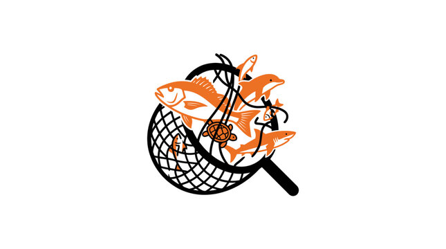 Marine Life Caught in Fishing Net, Ocean Conservation Concept