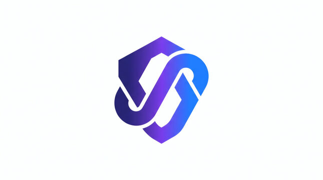 Modern purple and blue gradient shield logo featuring an interlocking S shape or infinity loop design, ideal for cybersecurity, cloud software, protection, and fintech branding.
