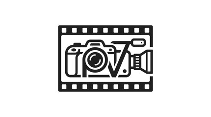 Fototapeta premium Camera icon within film strip.