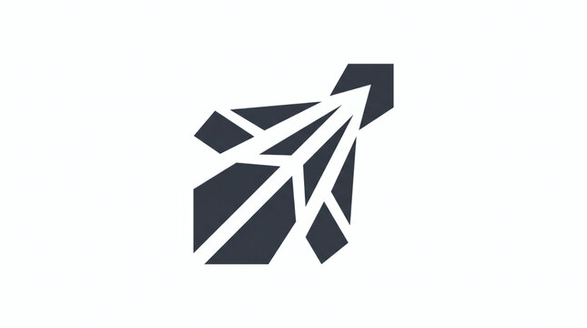 Dark gray geometric logo mark depicting an upward stealth jet arrow or rocket composed of angular facets, ideal for high-tech aerospace, defense, speed, and growth startups.