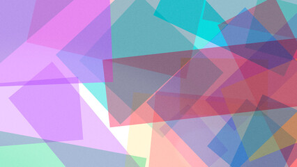 Obraz premium A vibrant abstract mosaic of overlapping geometric shapes in pastel neon hues creates a calm, modern mood, ideal for creative branding, UI backdrops, and design layouts.