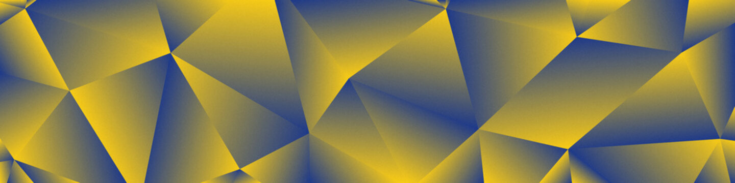 Abstract yellow and blue Geometric Crystal Background &ndash; Faceted Low Poly Banner with Light Reflections