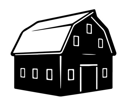 Minimalist farm barn vector icon silhouette