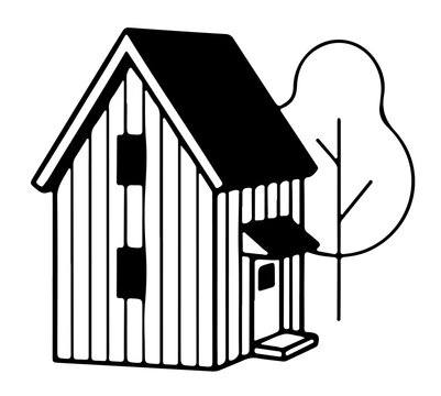 Minimalist nordic tiny house vector illustration icon