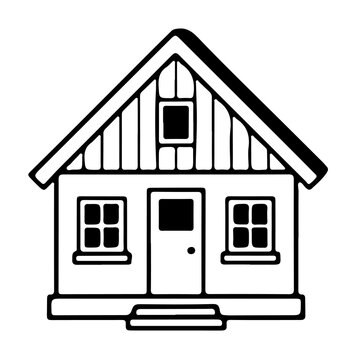 Rustic log cabin house vector illustration icon