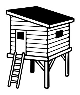 Rustic log cabin house vector illustration icon