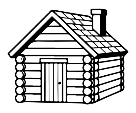 Rustic log cabin house vector illustration icon