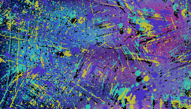 Abstract Neon Paint Splatter Grunge Textured Colorful Background