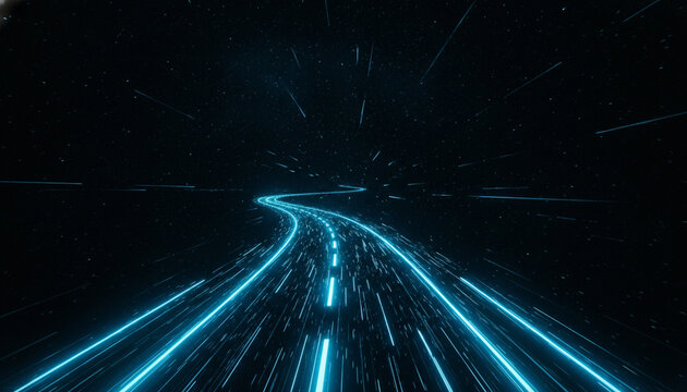 Futuristic neon light speed tunnel effect