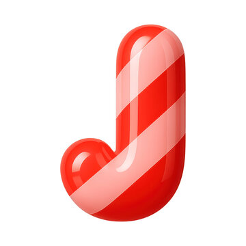 PNG Glossy red candy cane letter