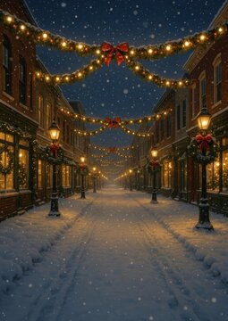 Festive snowy street lights