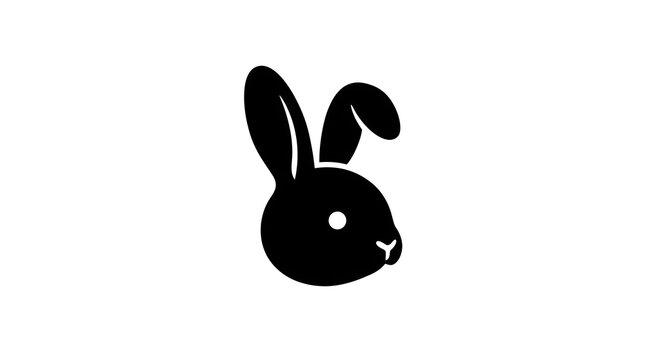 Minimalist Black Rabbit Head Silhouette Illustration for Logo Design and Vector Graphics