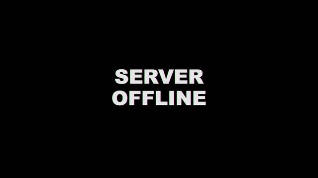 Server offline text animation with digital glitch effect for system error