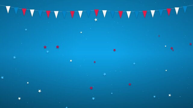 Patriotic bunting banner with falling stars for independence day celebration