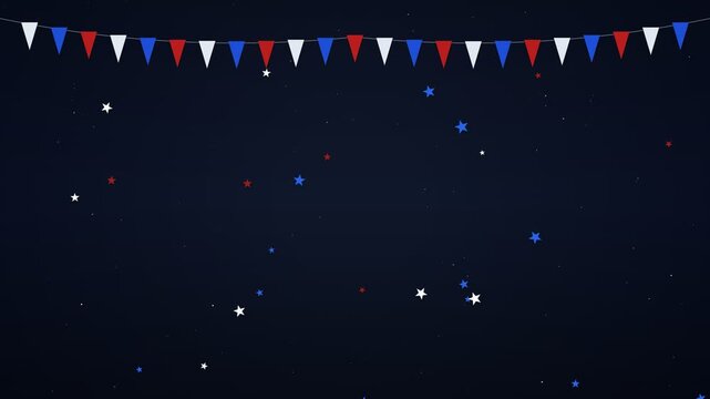 Patriotic bunting and falling stars for fourth of july celebration background
