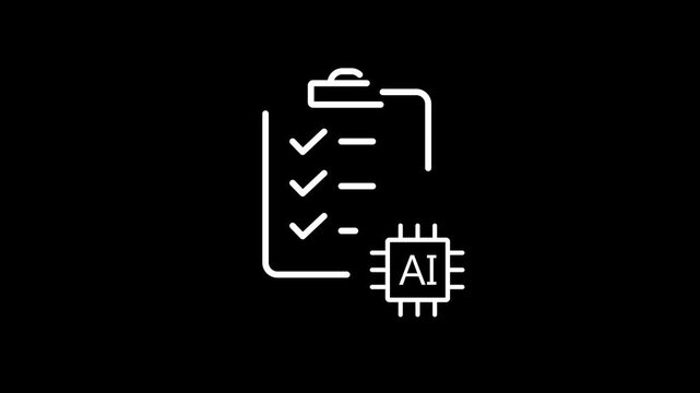 AI Task Manager Outline Icon Animation, Modern Line Symbol, Seamless Loop, 4K Stock Video