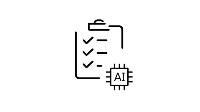 AI Task Manager Outline Icon Animation, Modern Line Symbol, Seamless Loop, 4K Stock Video