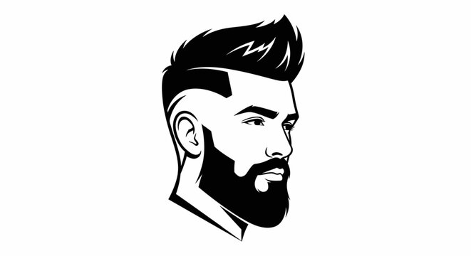 Bearded man side profile with pompadour hairstyle
