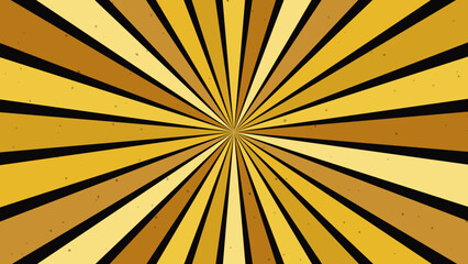 Obraz premium Vintage sunburst background with yellow rays. Retro comic book radial pattern. Grunge pop art starburst vector for posters and social media.