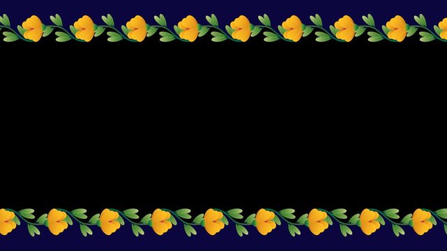 Animation floral border with copy space for banner element