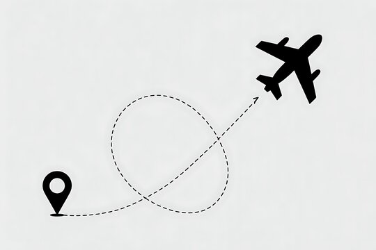 Vector plane illustration with itinerary path route high resolution picture