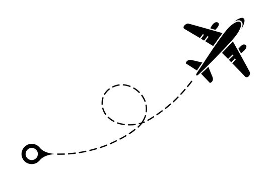 Airplane silhouette with travel itinerary line high resolution picture