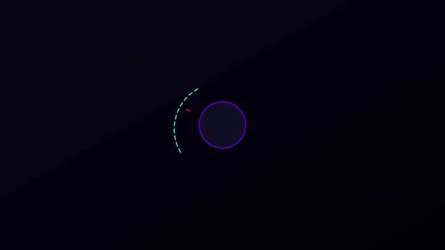 Minimalist loading spinner animation with neon circular progress bar and abstract geometric for digital interface ui 4k