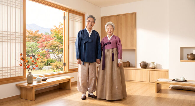 한복을 입은 노부부