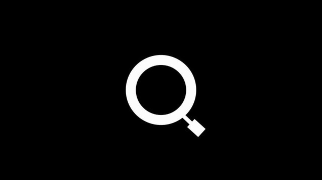 File search icon animation on black screen background