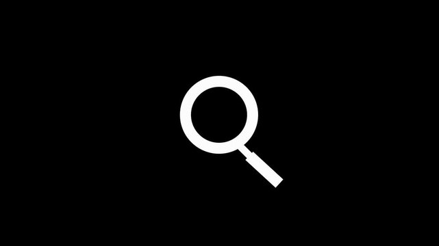 File search icon animation on black screen background. Searching document on computer