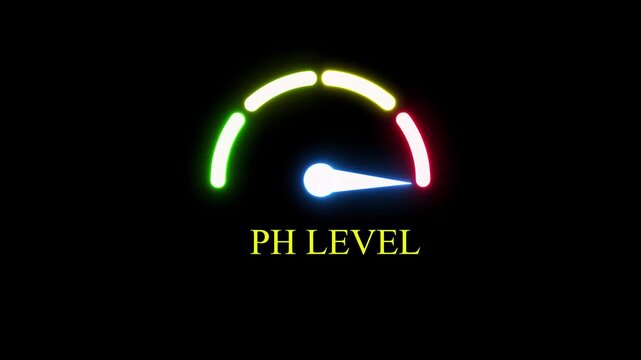 pH Level Alkaline meter concept on black background representing strong alkalinity, high pH, and chemical imbalance illustrated as a creative gauge showing basic  4k