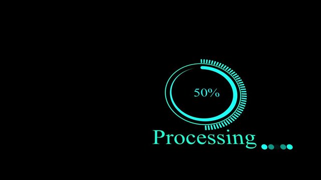 Circle loading bar icon animation on background. Upload, download and send speed indicators, download progress, connecting installing on background.