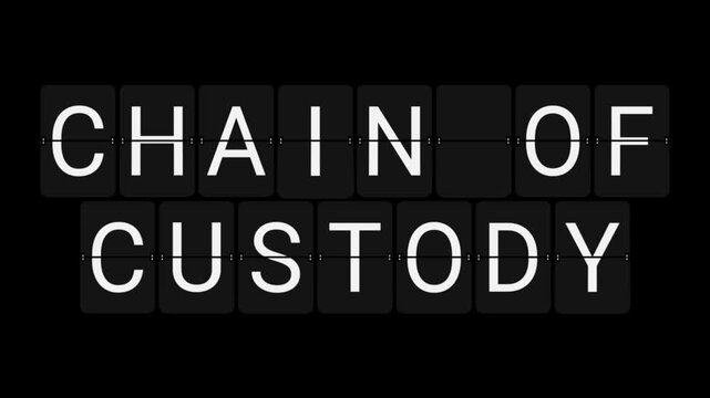 Split-Flap Blank to CHAIN OF CUSTODY Legal Display Animation on Black Background