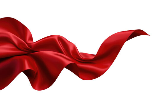 Flowing glossy red satin fabric wave