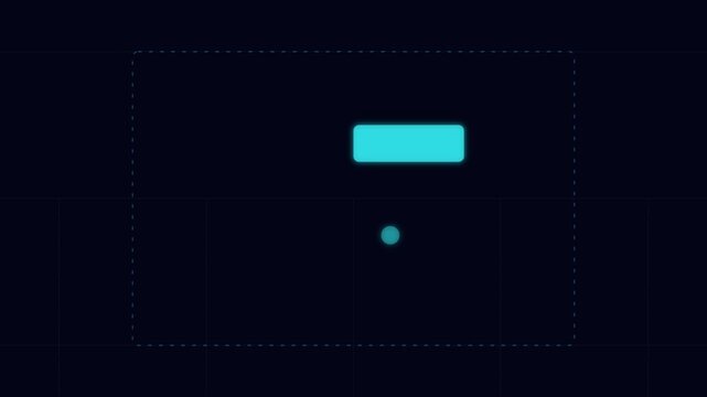 Retro arcade game neon glowing paddle and ball minimalist animation on dark 4k background