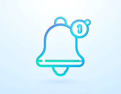Gradient bell icon with new message notification badge.