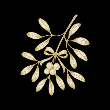 Elegant golden mistletoe illustration.