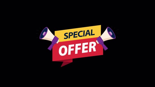 Mega Sale Offer Graphic with Animated Megaphone - Transparent