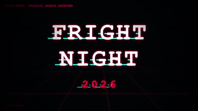 Retro Neon Fright Night Title Animation with Glitch Effect