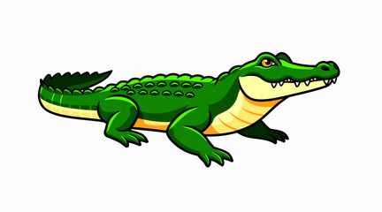 Fototapeta premium cartoon alligator, green scaly reptile